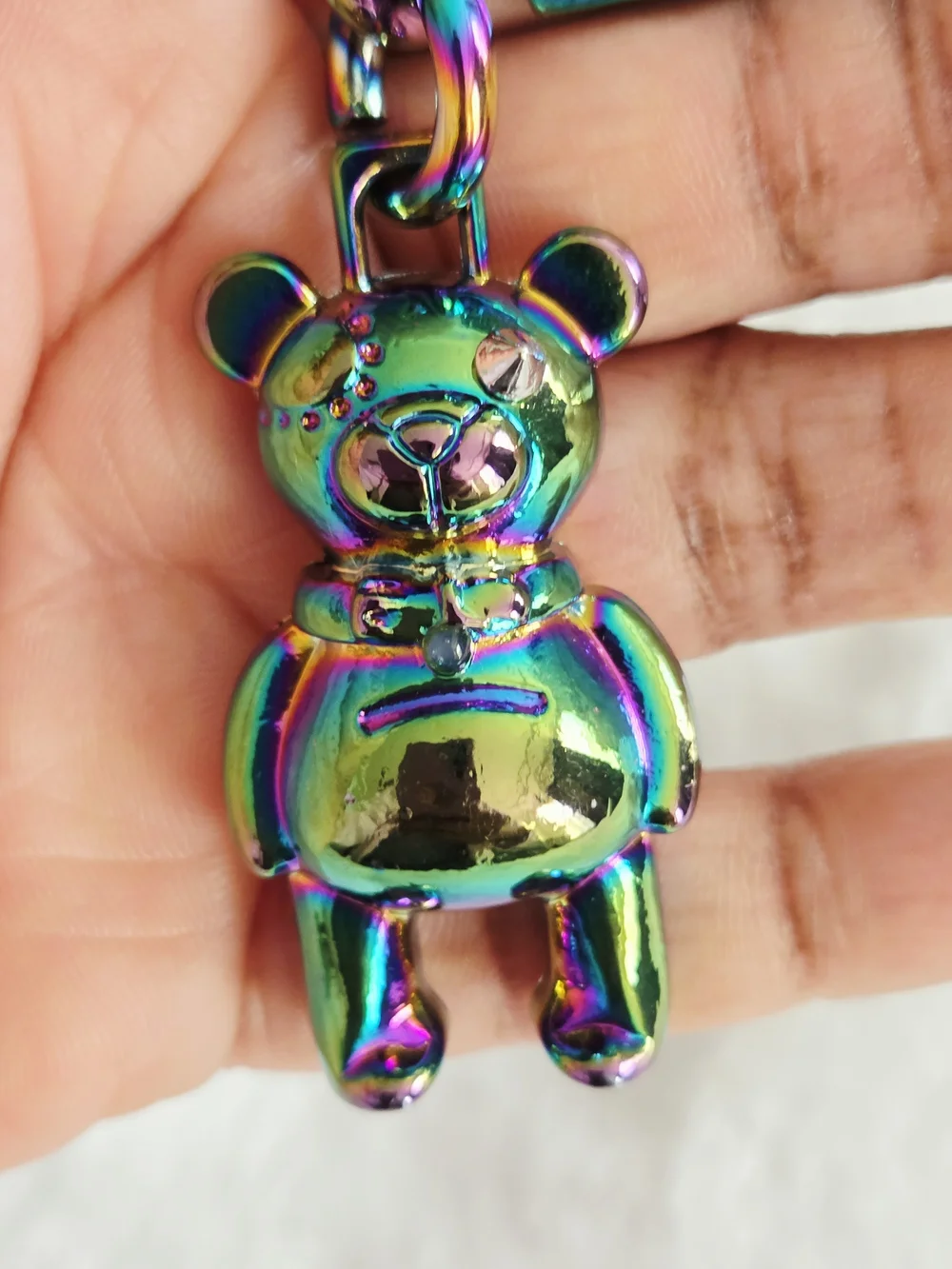 C Logo Iridescent Rainbow Bear Keychain Frankenstein Teddy Bear Bag Charm
